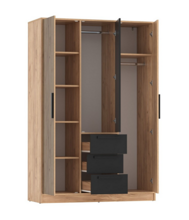 Шкаф 3-х дверный 83.08 Вегас, Дуб золотой/Черный​ 